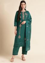 Cotton Silk Green Eid Wear Embroidery Work Readymade Salwar Suit